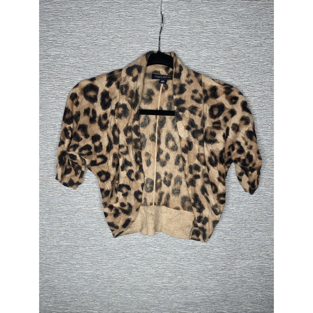 Banana Republic Leopard Animal Print Cropped Cardigan Size XS